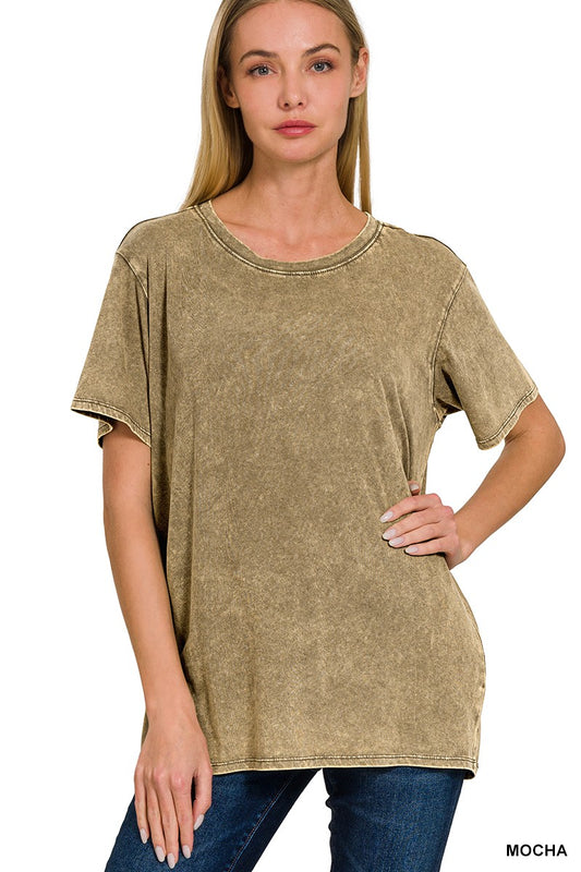 Zenana Washed Short Sleeve Top