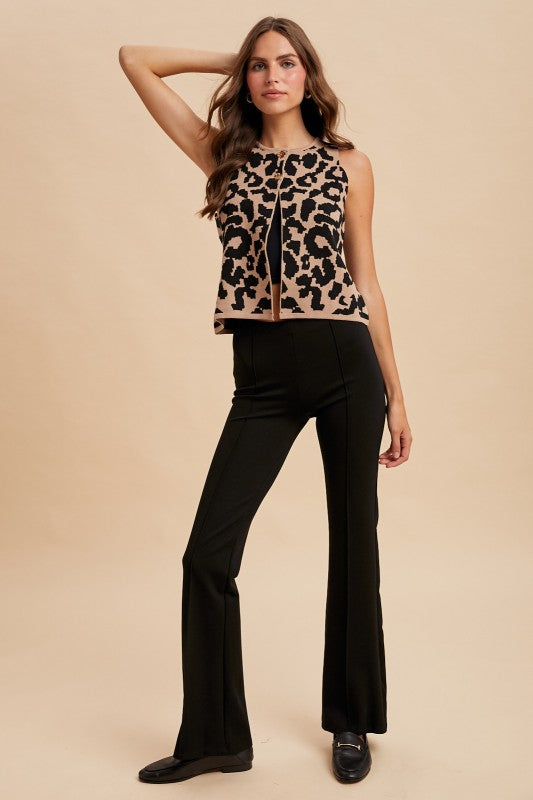 Leopard Button Sweater Vest