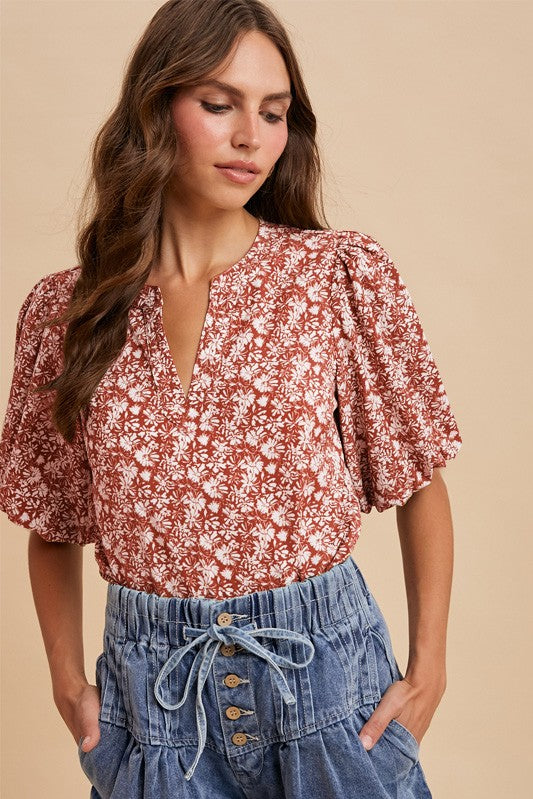 Floral Puff Sleeve Blouse