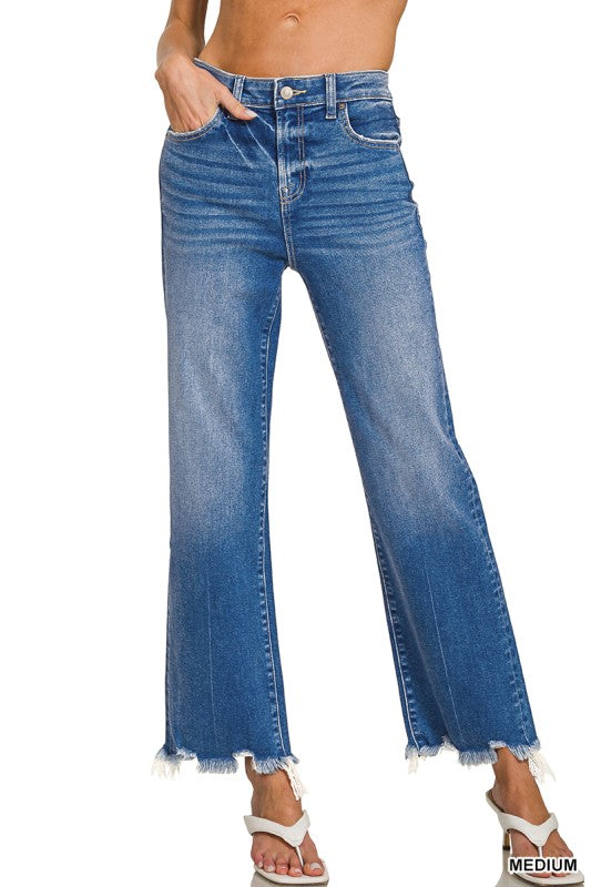 Zenana Distressed Hem Jeans