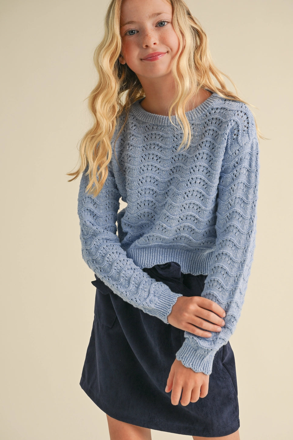 Tween Girls Wavy Knit Top