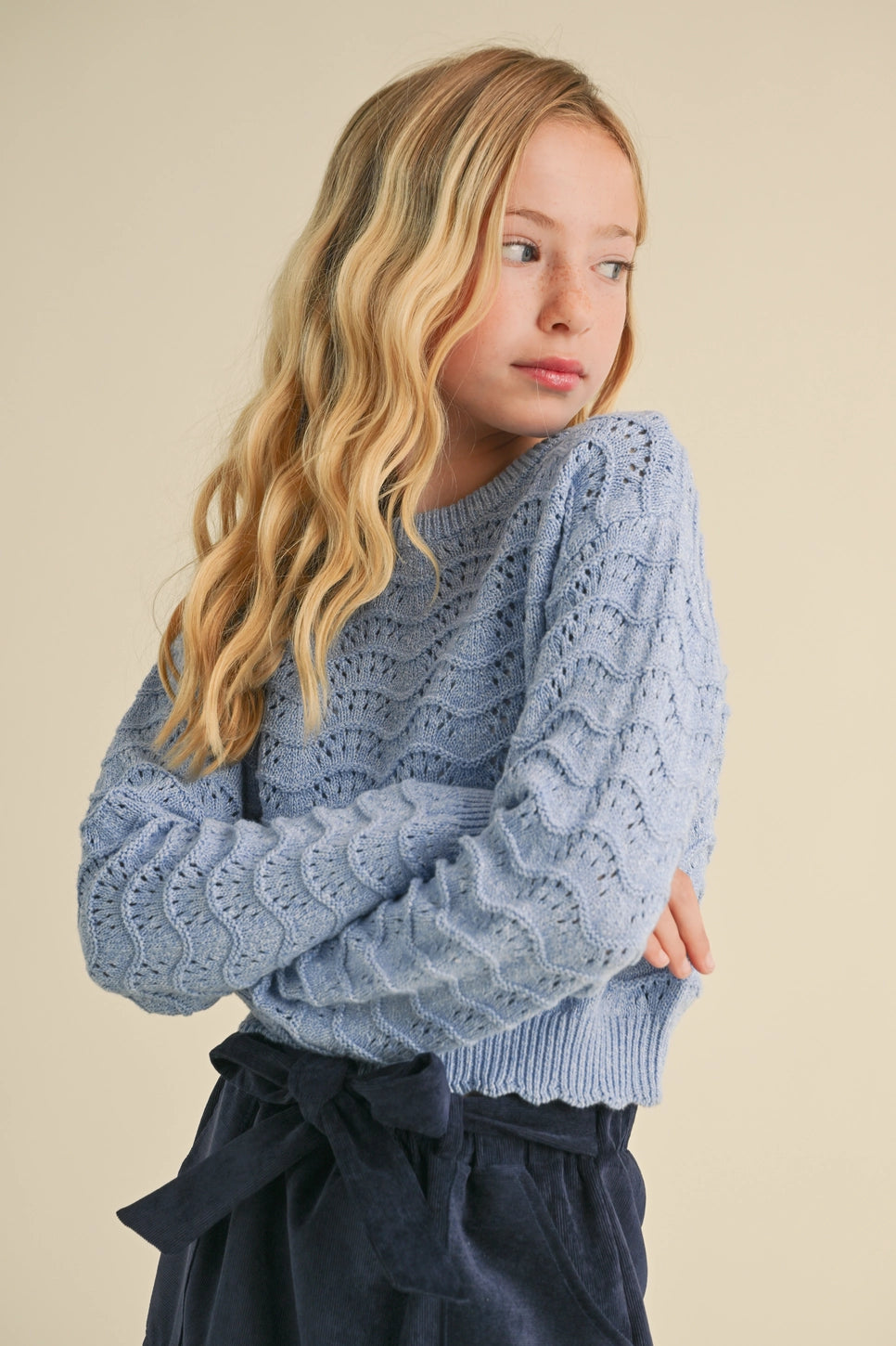 Tween Girls Wavy Knit Top