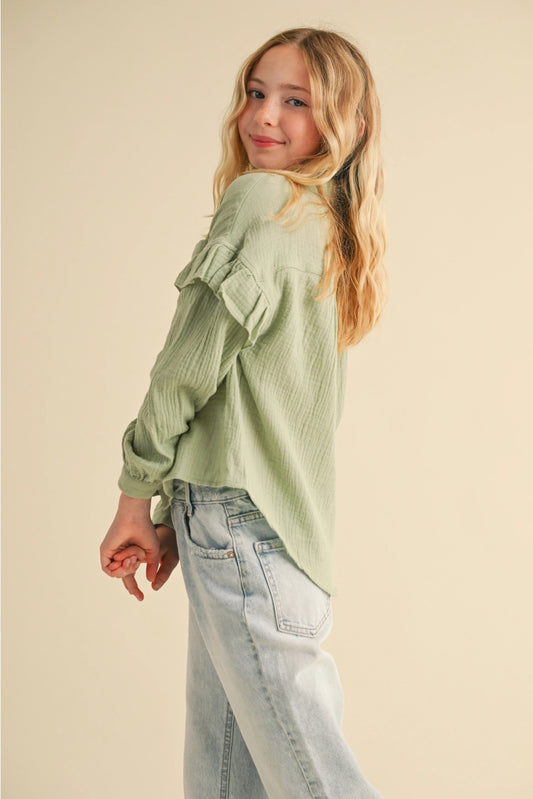 Tween Girls Button Down Top