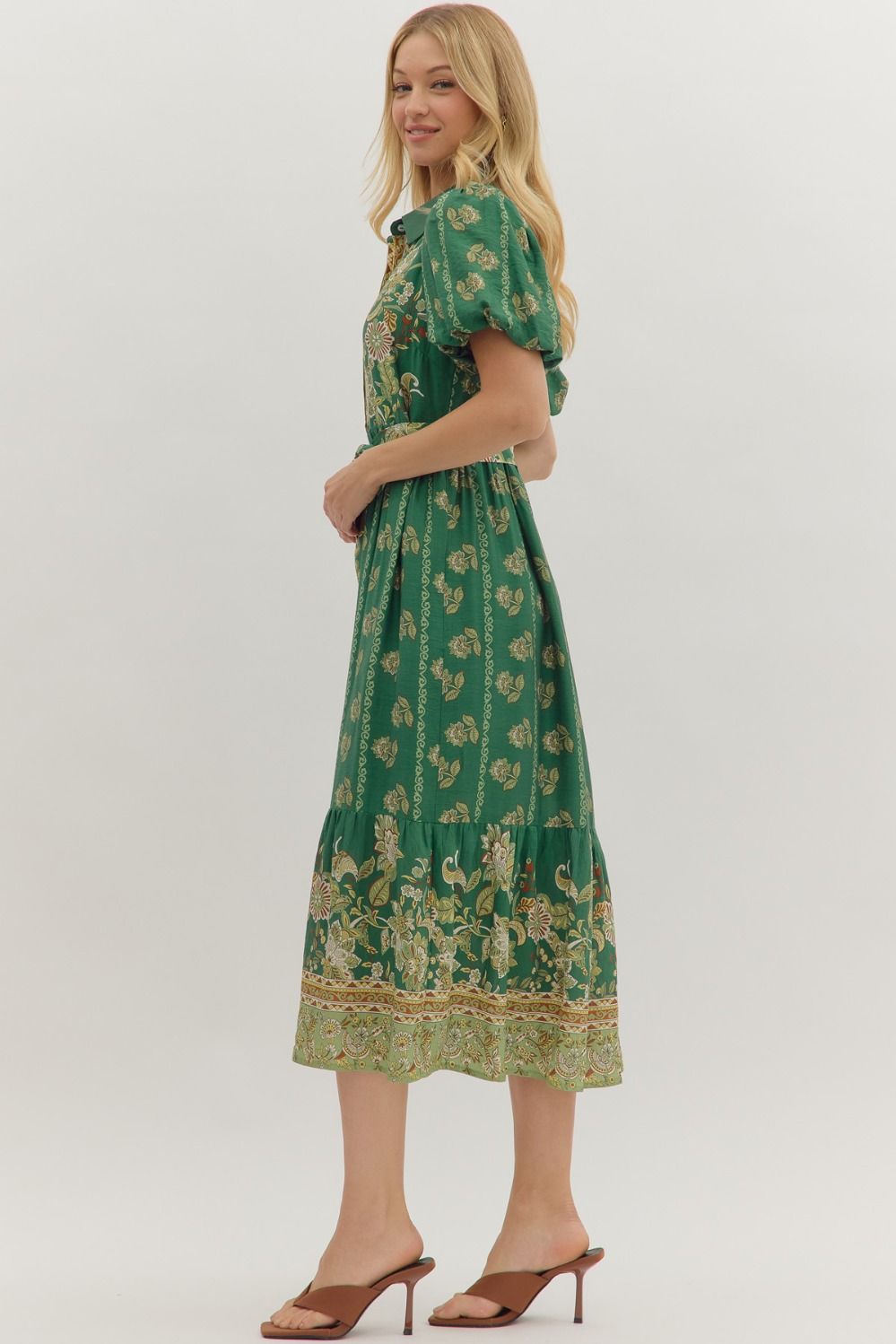 Botanical Print Midi Dress