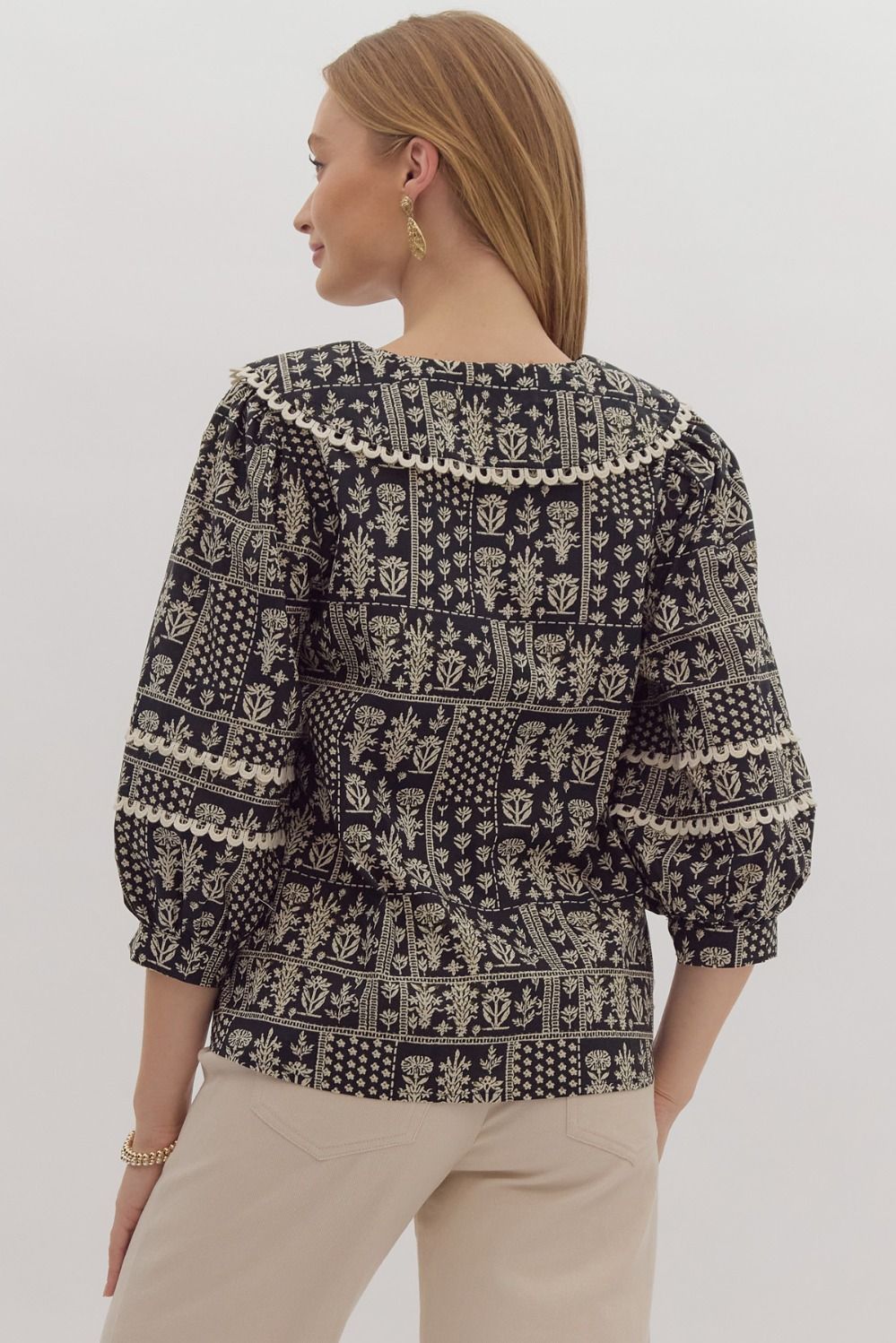 Entro Printed Large Collared Top