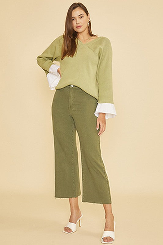 High Rise Wide Leg Cropped Denim