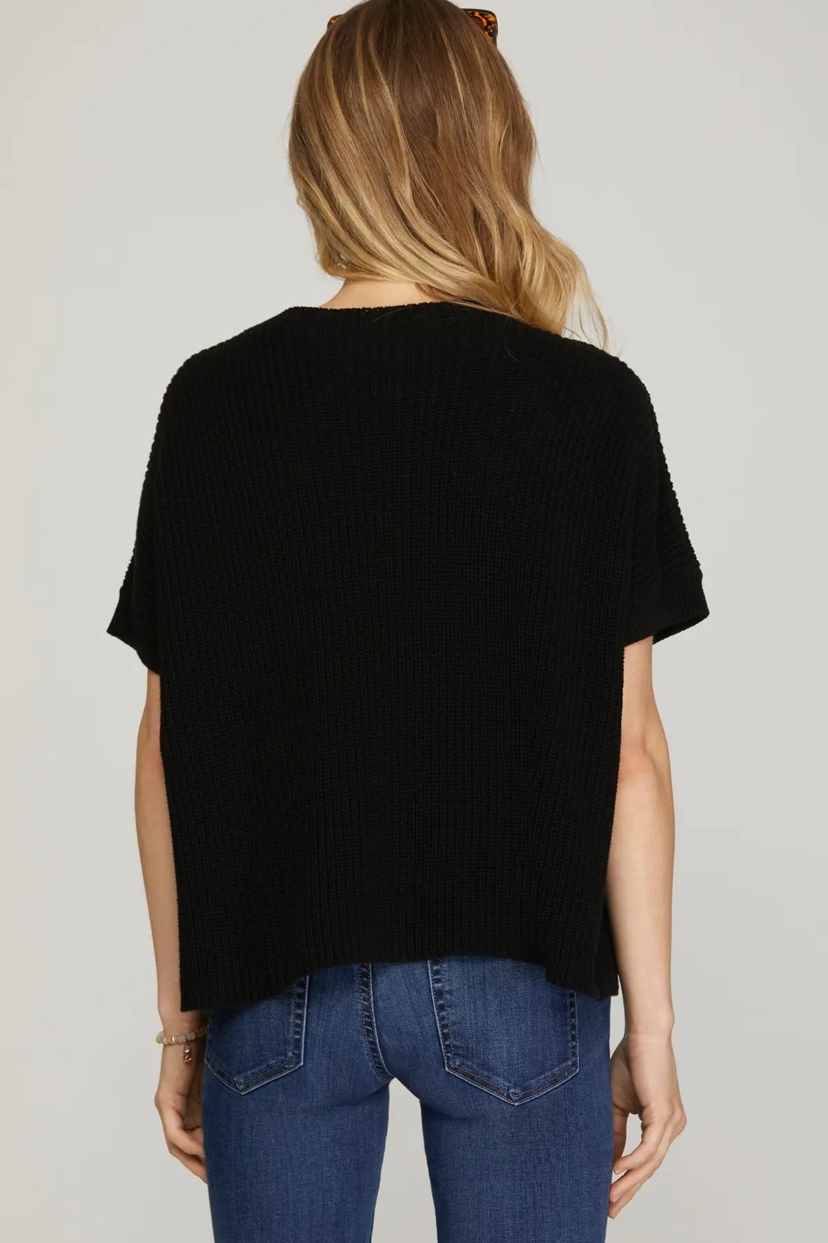 Drop Shoulder Short Sleeve Sweater
