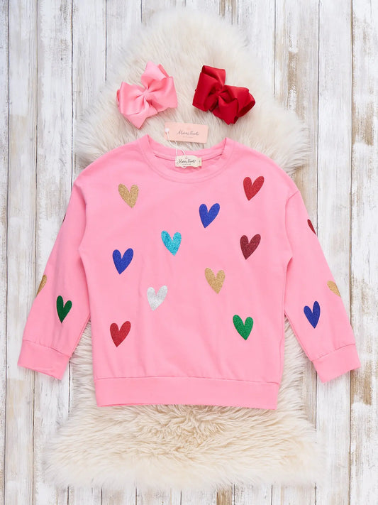 Girls Rainbow Hearts Top