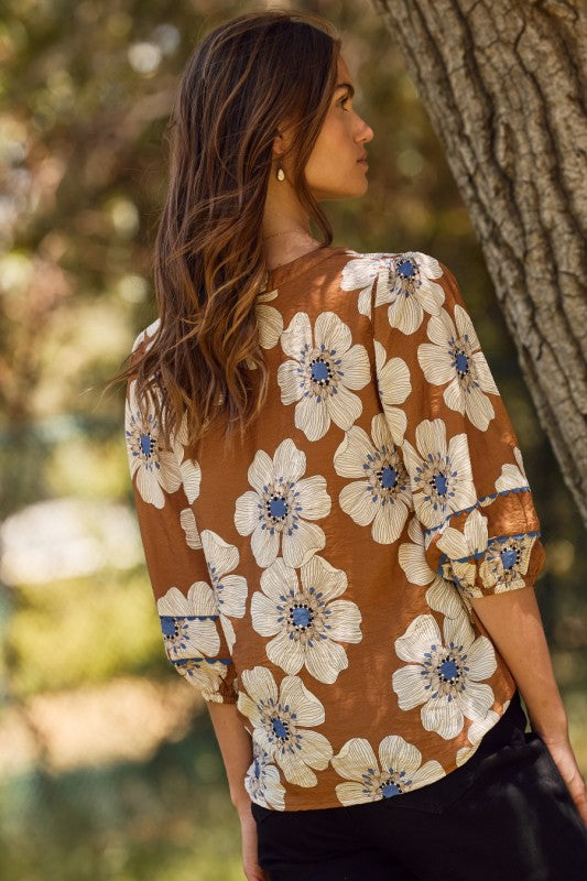 Floral 3/4 Sleeve Blouse