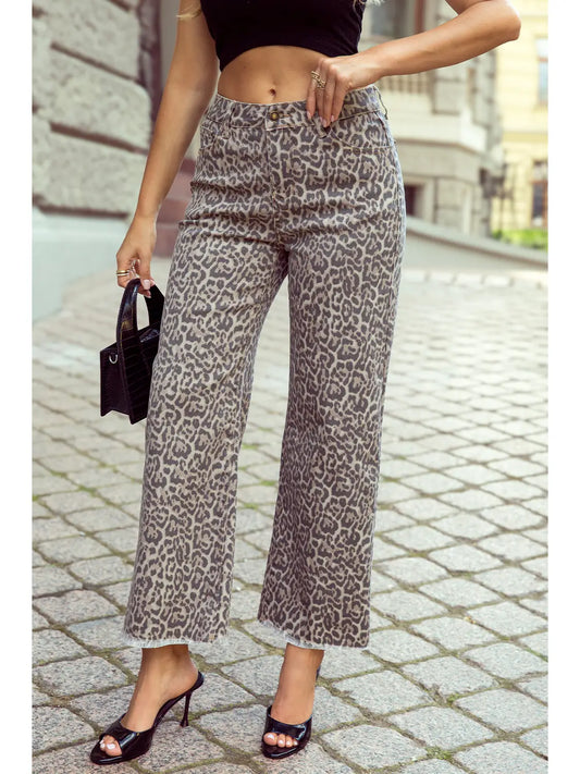 Leopard Wide Leg High Waist Jeans