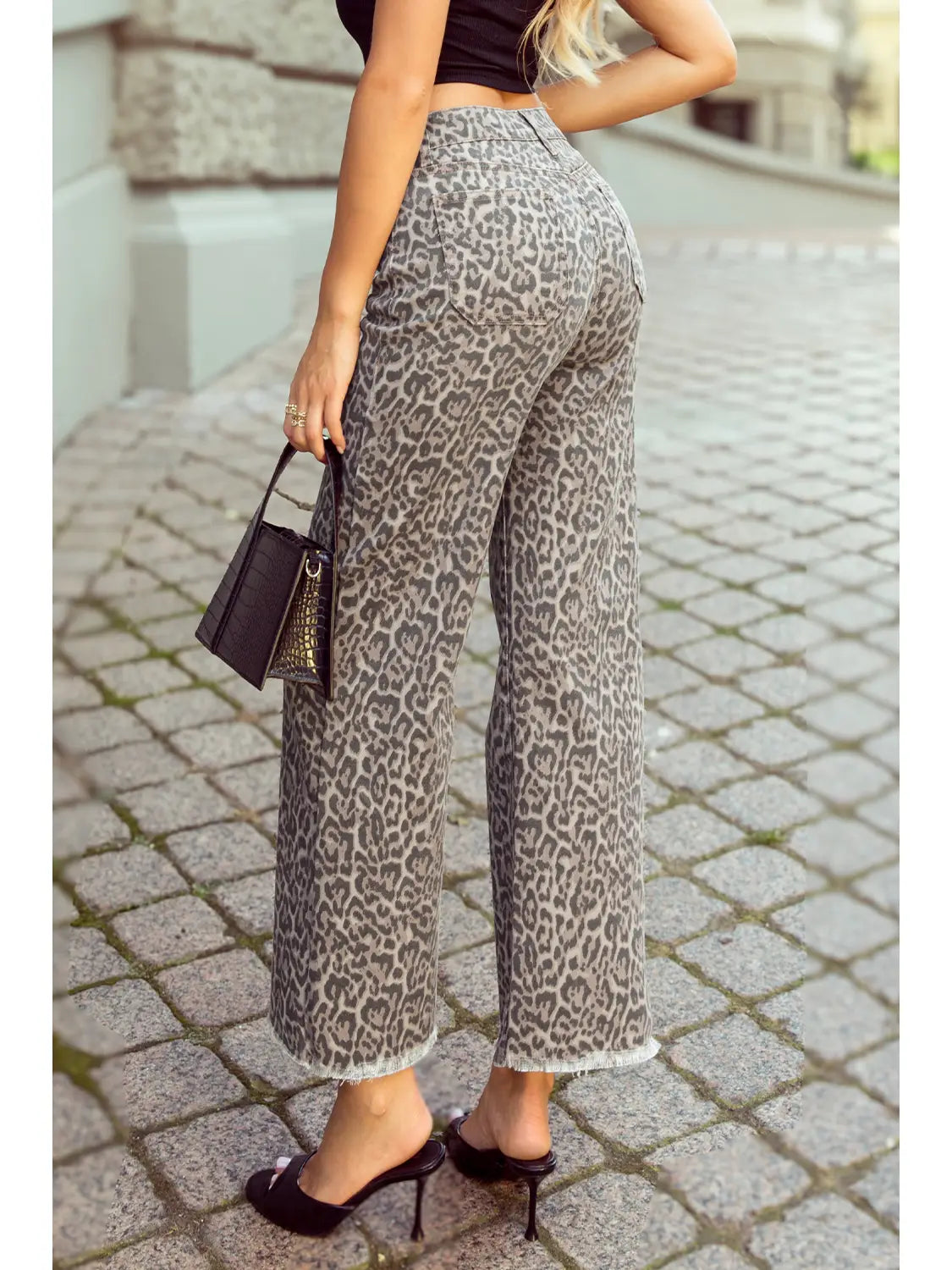 Leopard Wide Leg High Waist Jeans