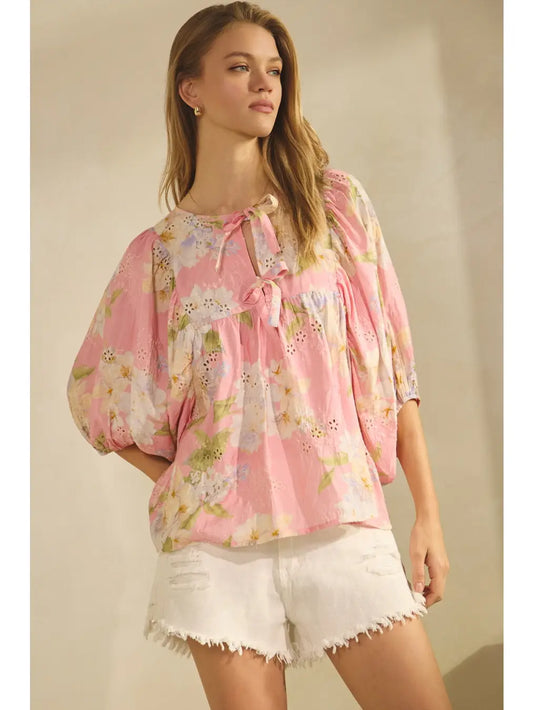 Floral Printed Peasant Blouse