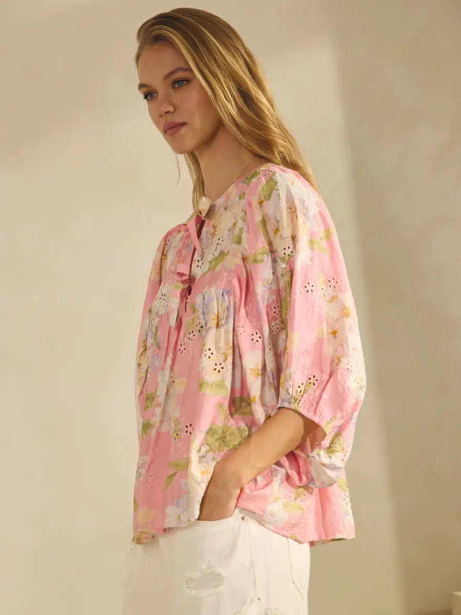 Floral Printed Peasant Blouse