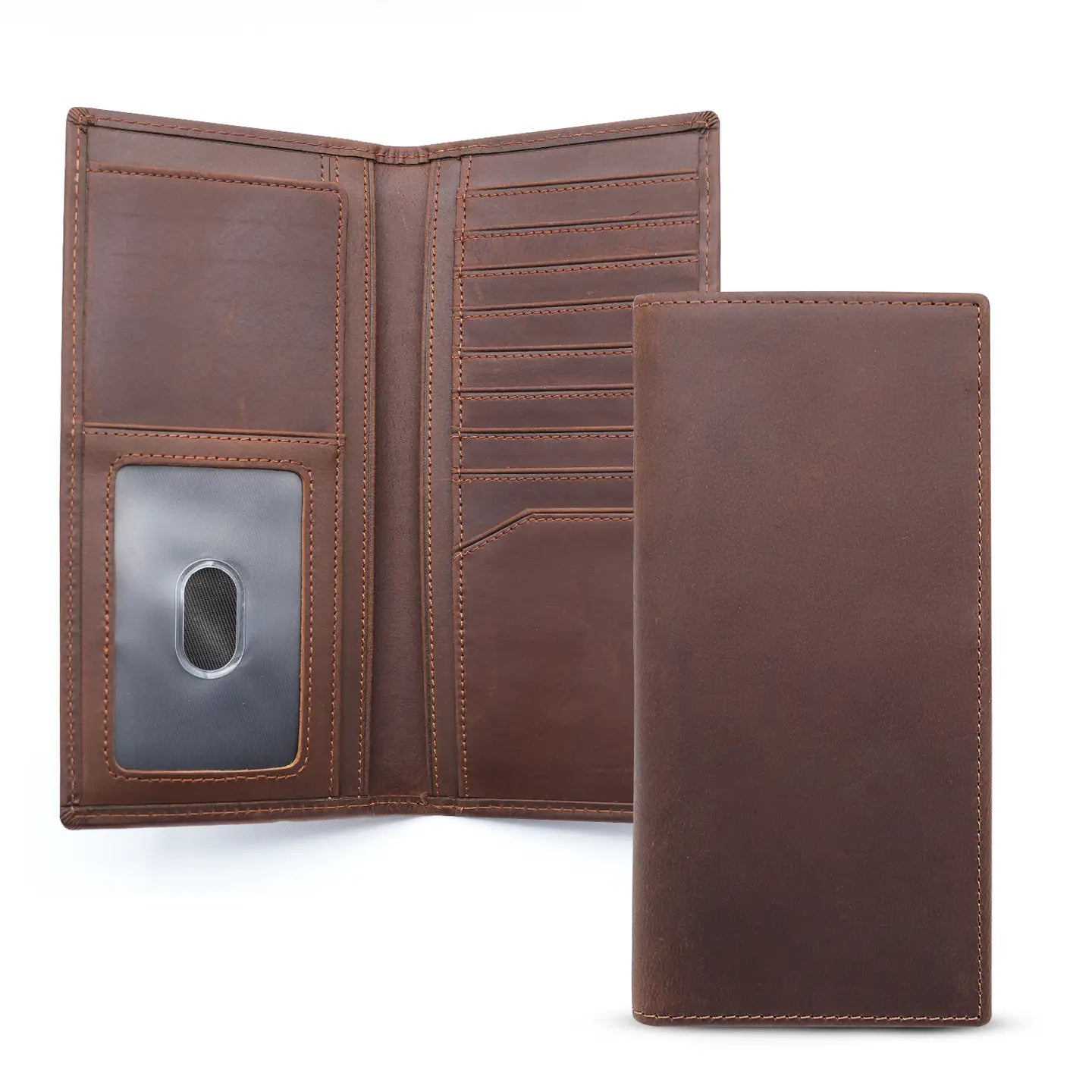 Genuine Leather Bifold Wallet Long Wallets For Men