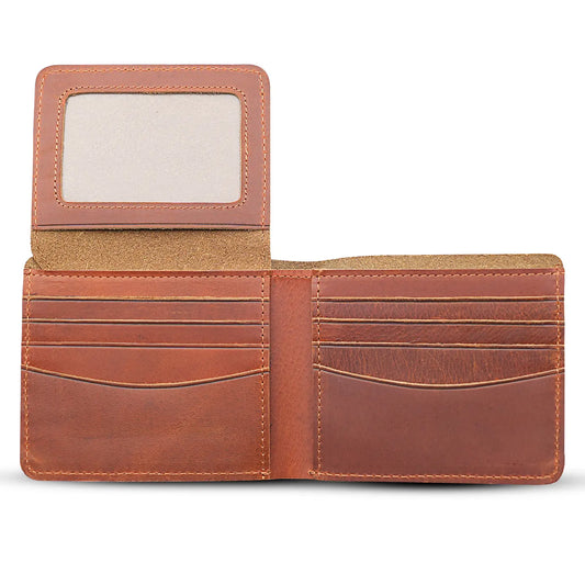 Genuine Leather Wallet For Men with Flap Out Id Window