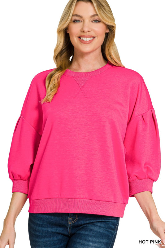 Zenana Scuba Dolman Sleeve Pullover