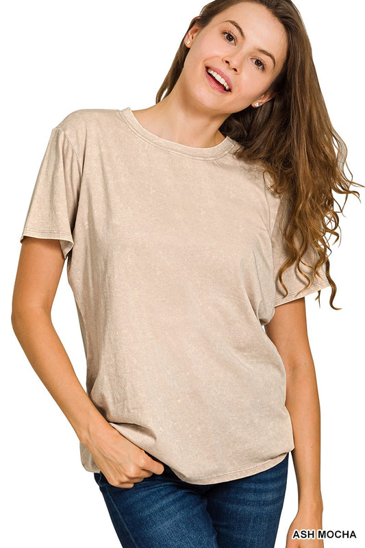 Zenana Washed Short Sleeve Top