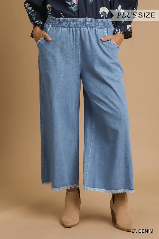 Curvy Washed Denim Pants