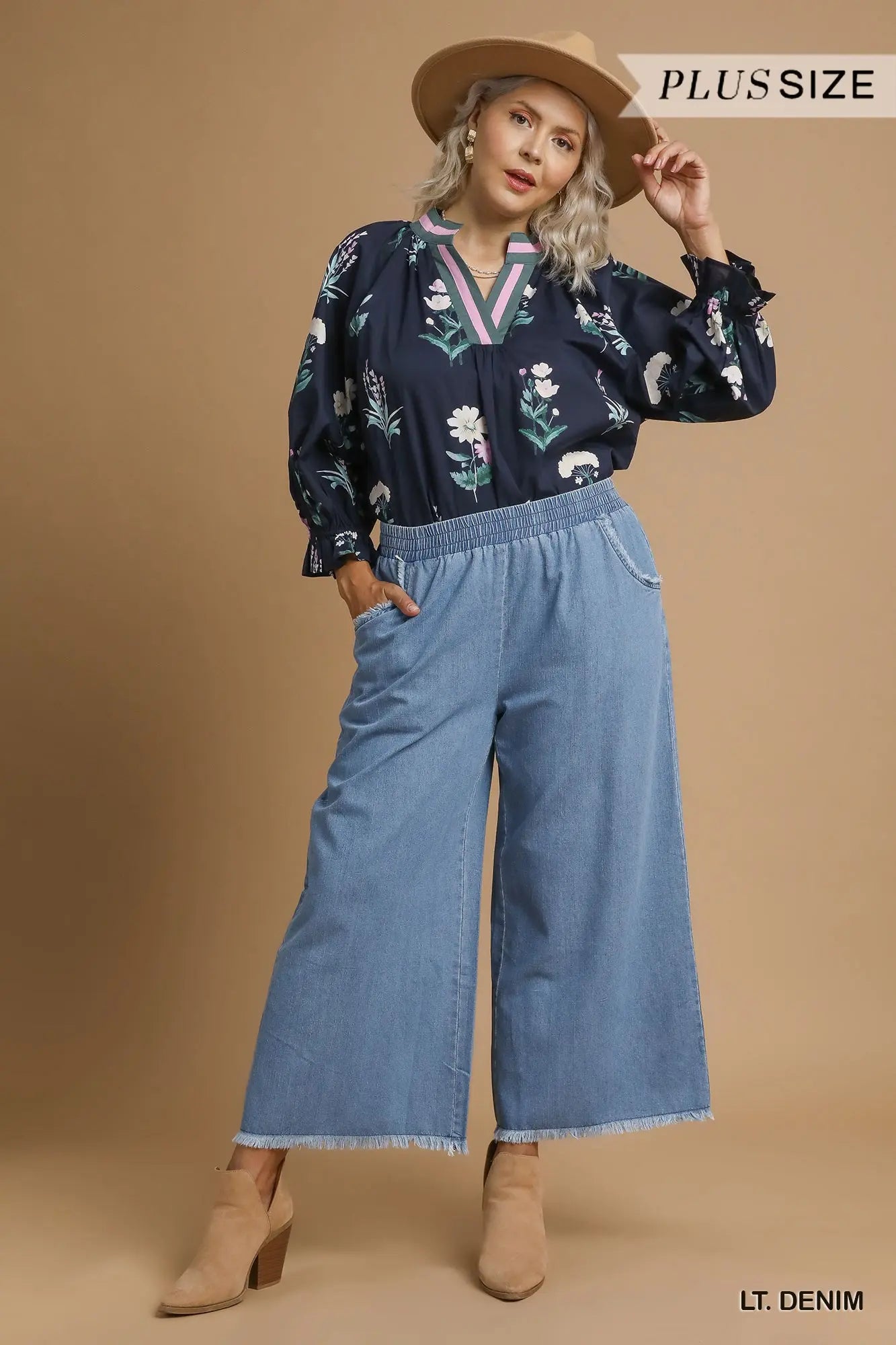 Curvy Washed Denim Pants