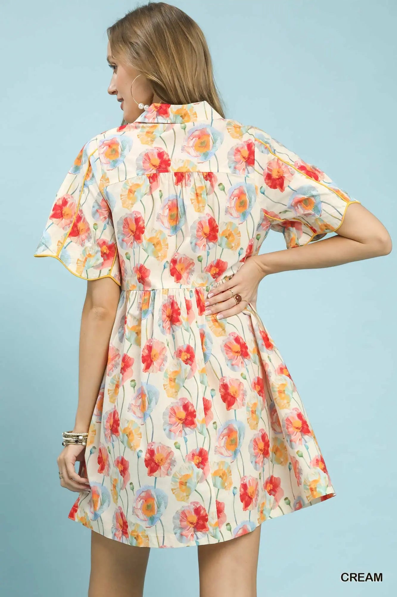 Floral Button-Front Babydoll Dress
