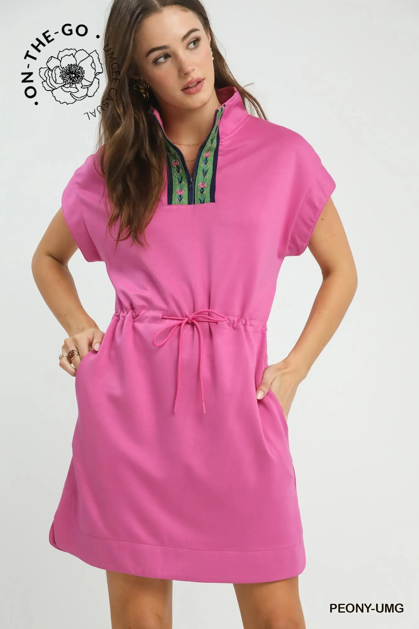 Dolman Sleeve Zip Detail Dress