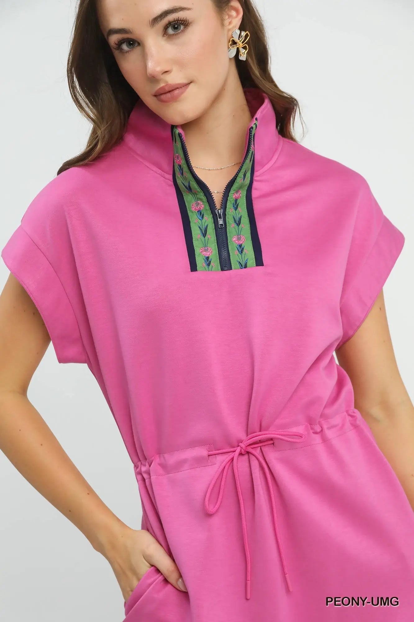 Dolman Sleeve Zip Detail Dress