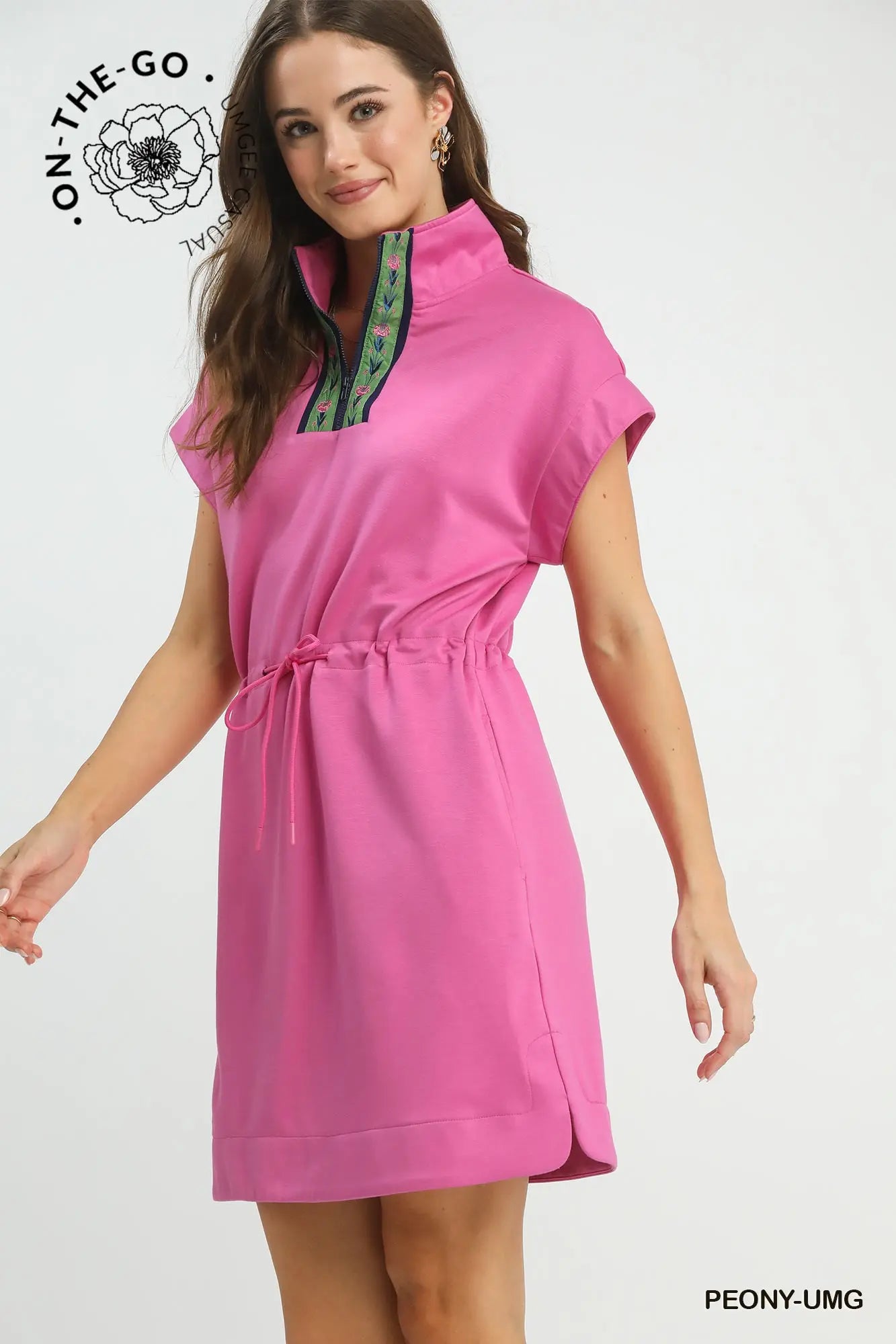 Dolman Sleeve Zip Detail Dress