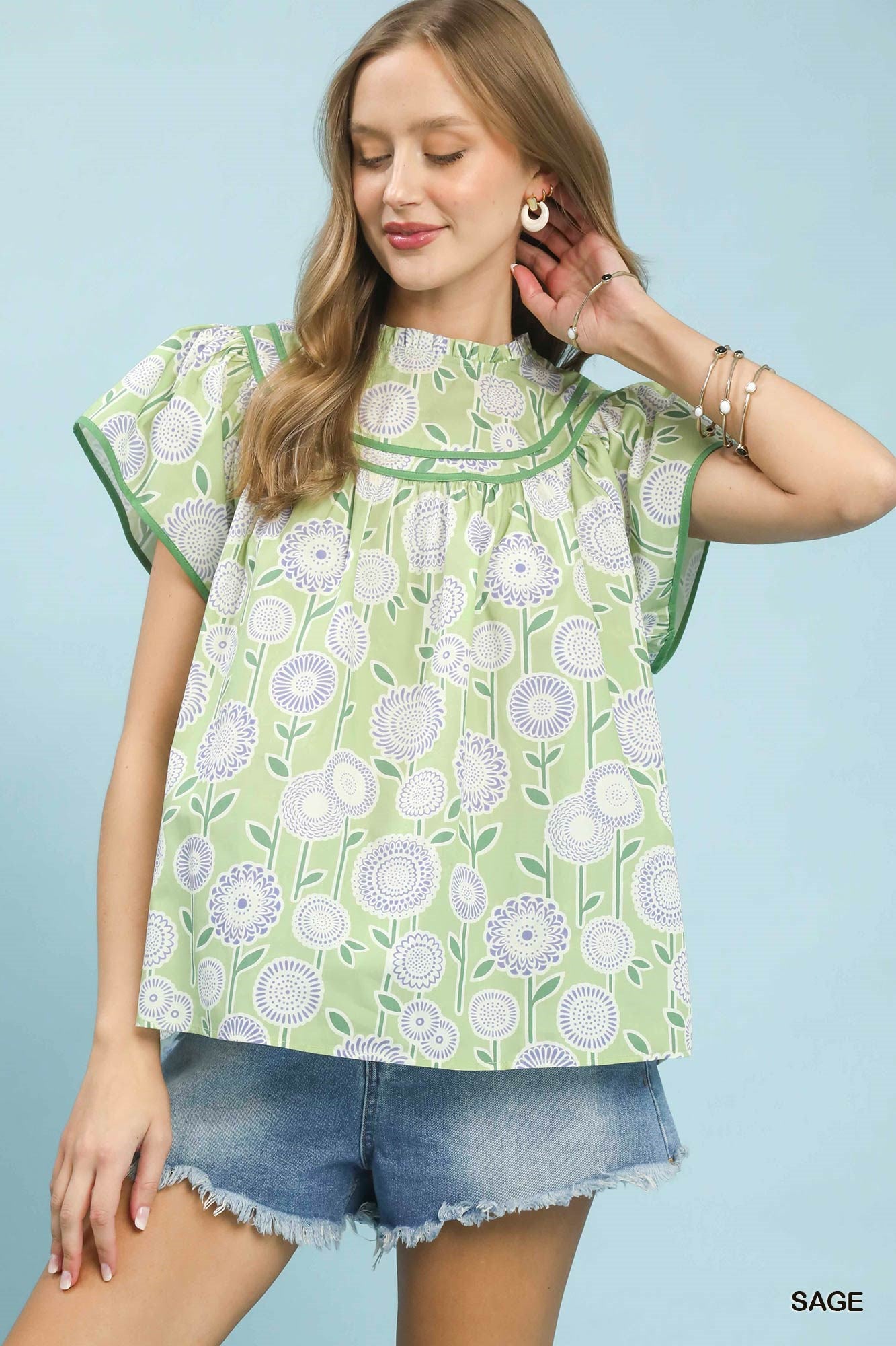 Retro Floral Smocked Top