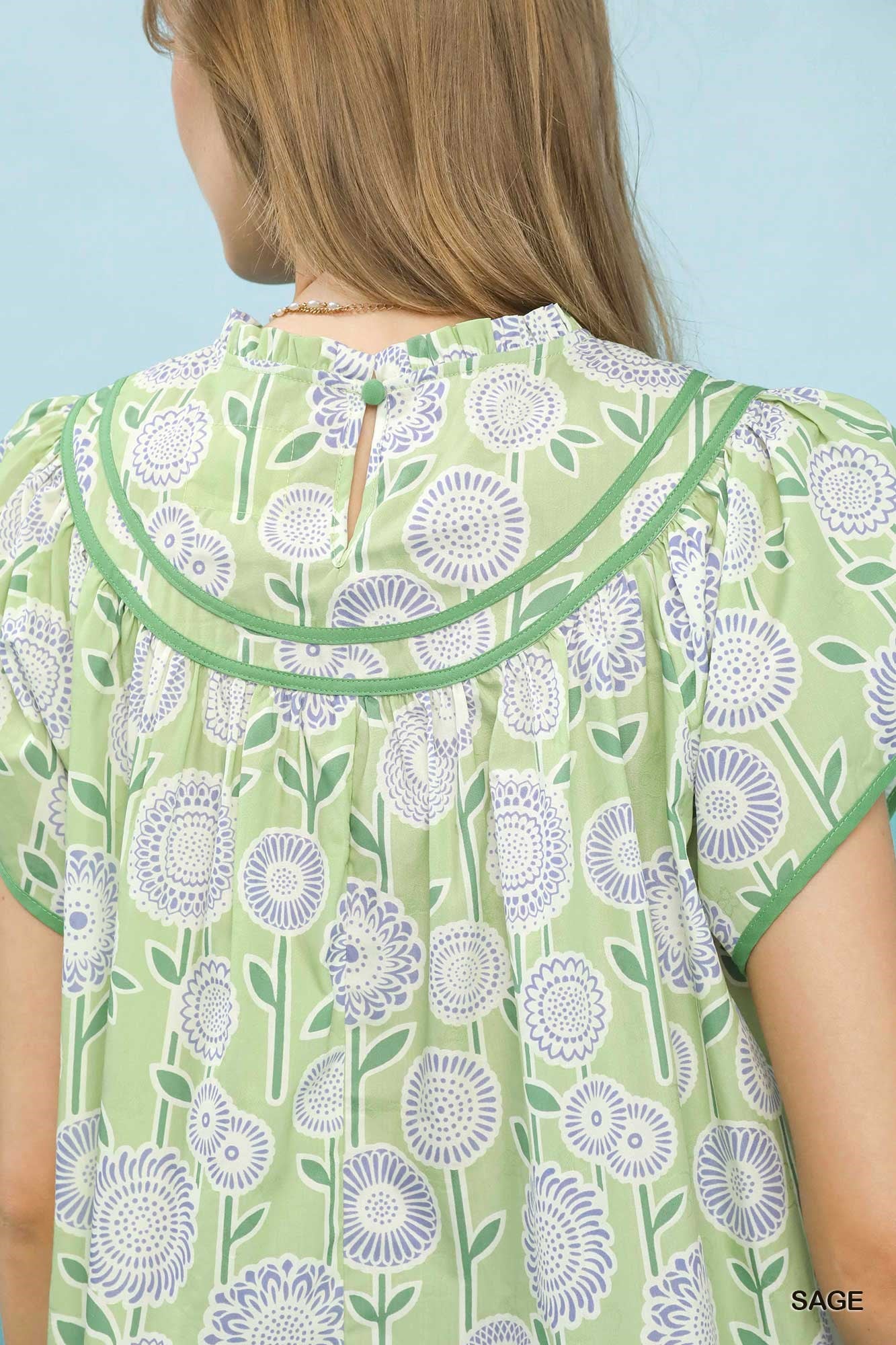 Retro Floral Smocked Top