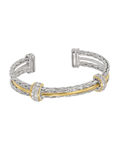 2 Tone Crystal Cable Cuff