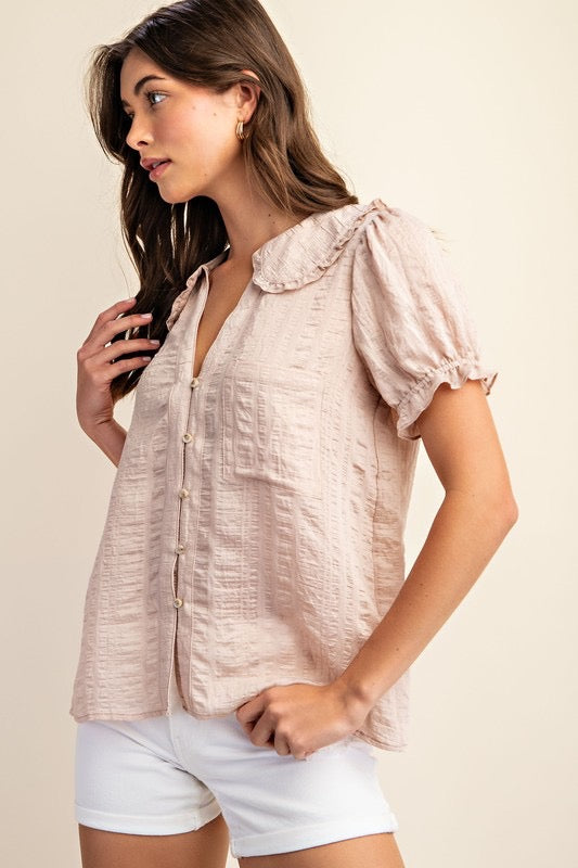 Peter Pan Collar Button Down Shirt