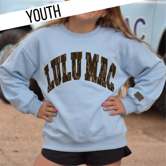 Youth Lulu Mac Mossy Oak Bottomland Sweatshirt - Light Blue