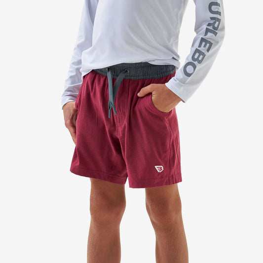 Burlebo Youth Athletic Short - Cardinal - Topo Desert Camo Liner