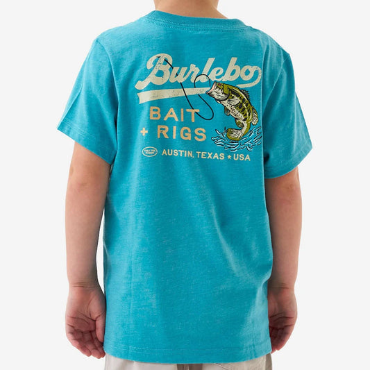 Burlebo Youth Short Sleeve Tee - Bait and Rigs - Cyan