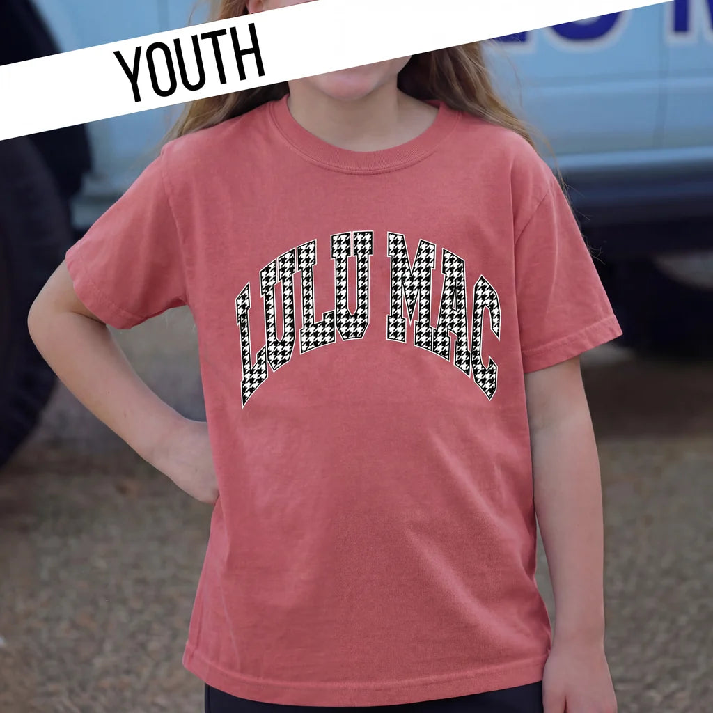 Girls Lulu Mac Crimson Houndstooth Tee