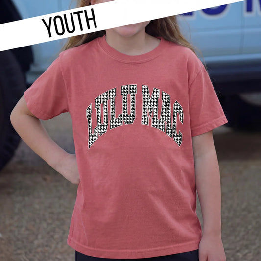 Girls Lulu Mac Crimson Houndstooth Tee