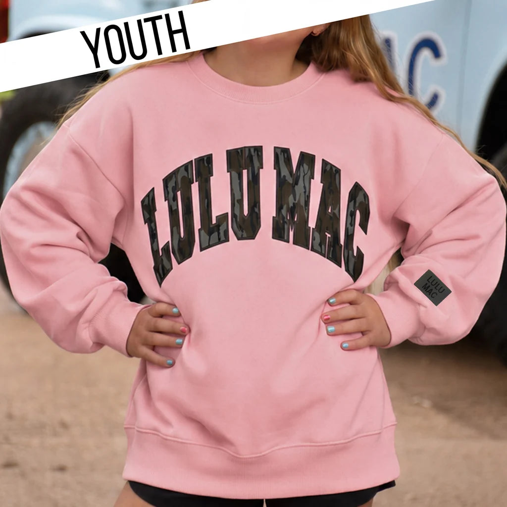 Youth Lulu Mac Mossy Oak Bottomland Sweatshirt - Light Pink