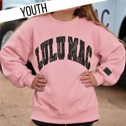 Youth Lulu Mac Mossy Oak Bottomland Sweatshirt - Light Pink