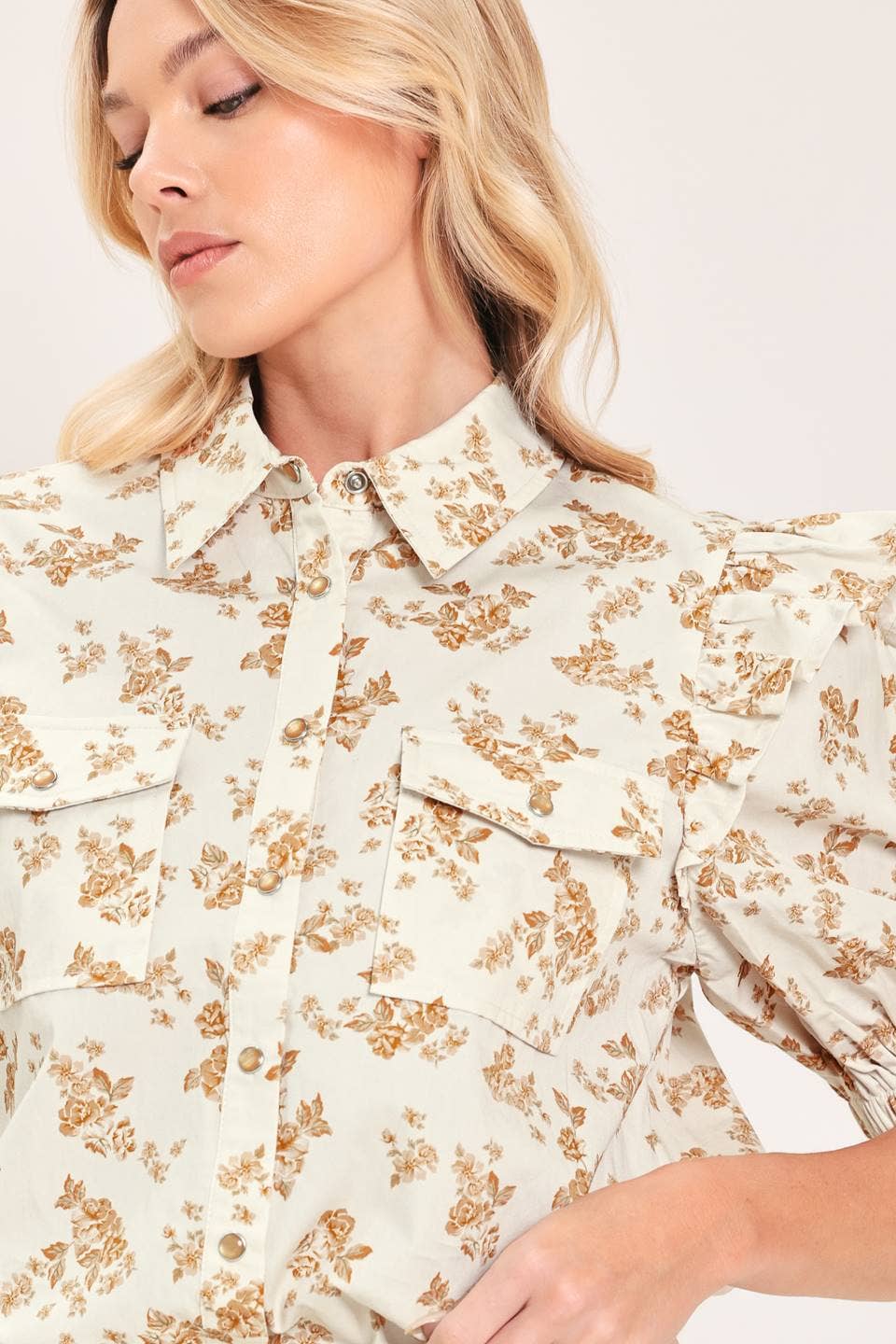 Printed Woven Top-Ivory