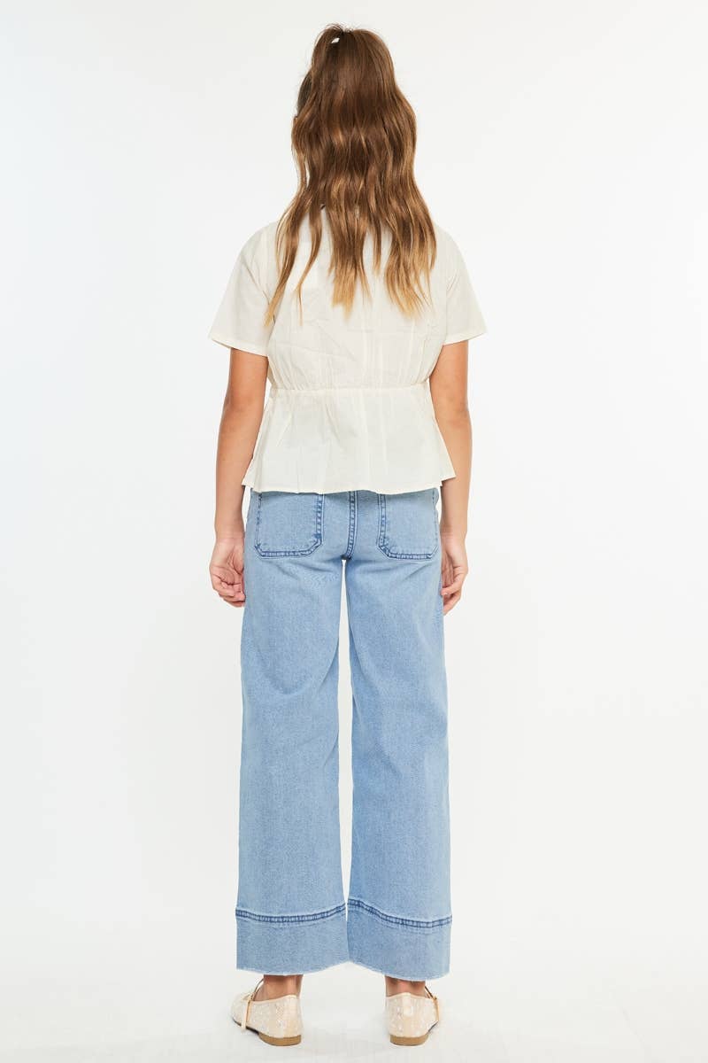 Kan Can Girls Cropped Wide Leg Jeans