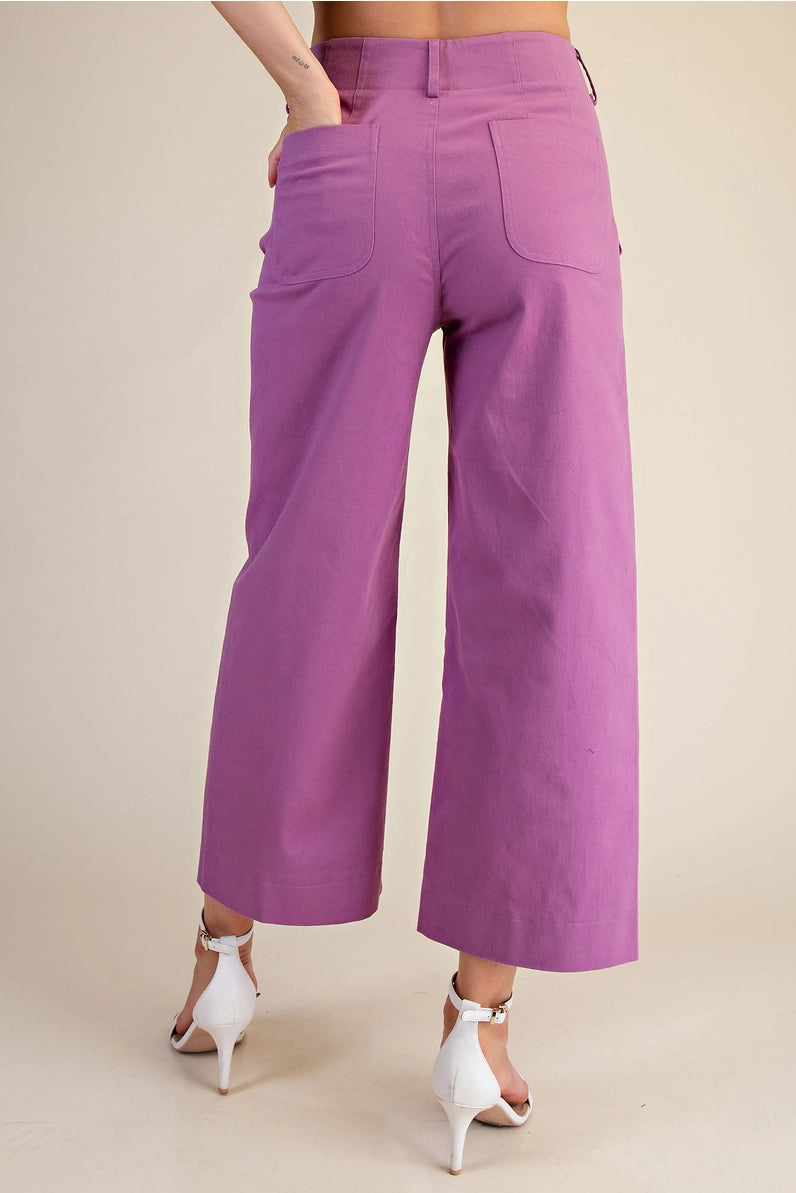Colette Wide-Leg Scallop Pocket Pants