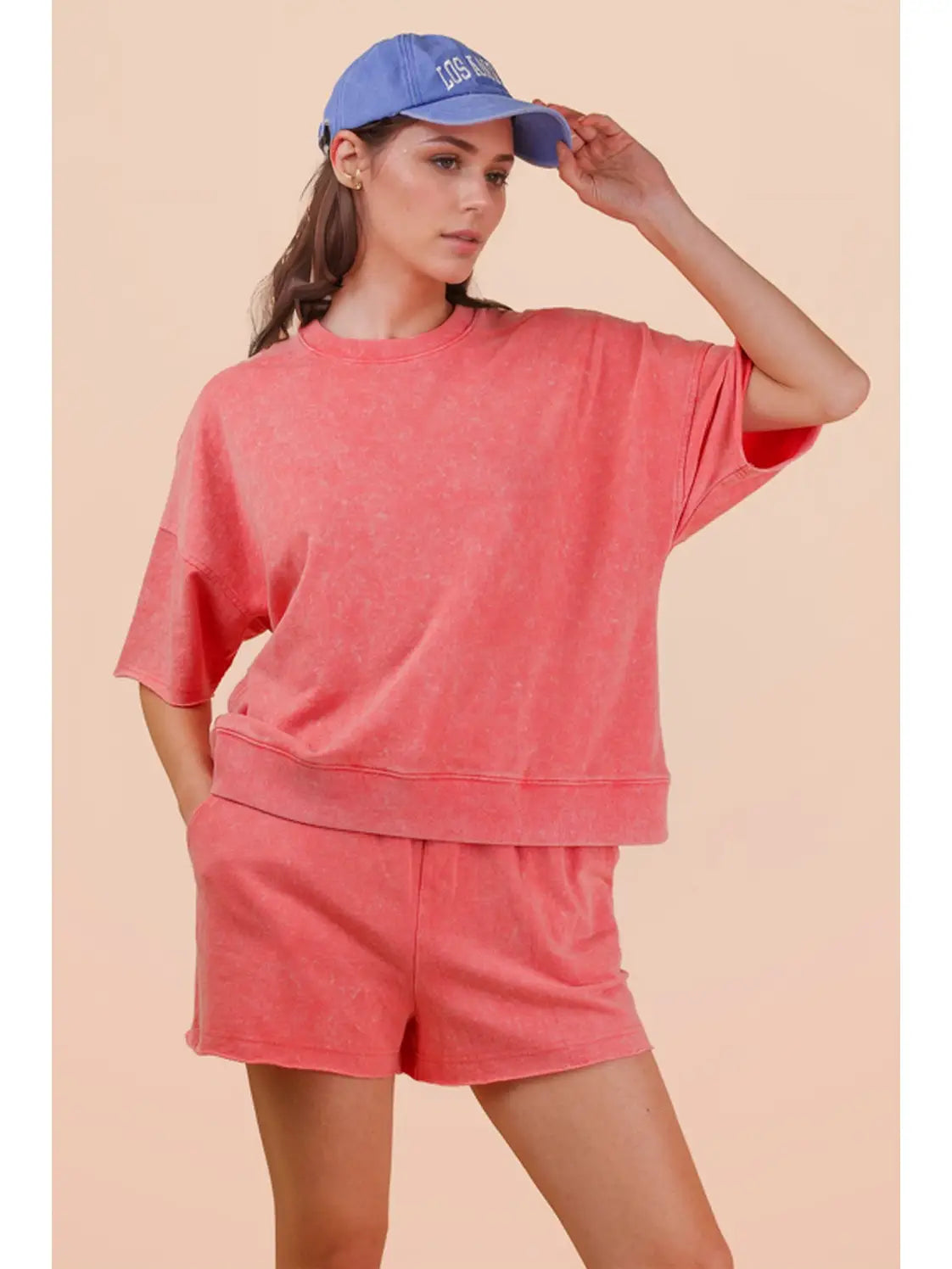 Knit Casual Top & Shorts Set