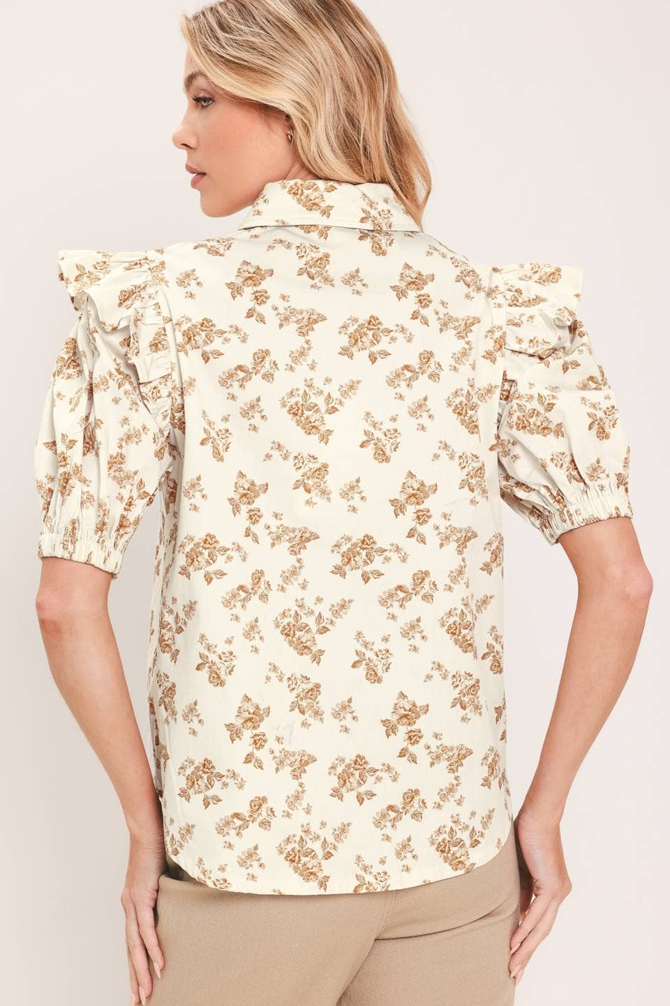 Printed Woven Top-Ivory