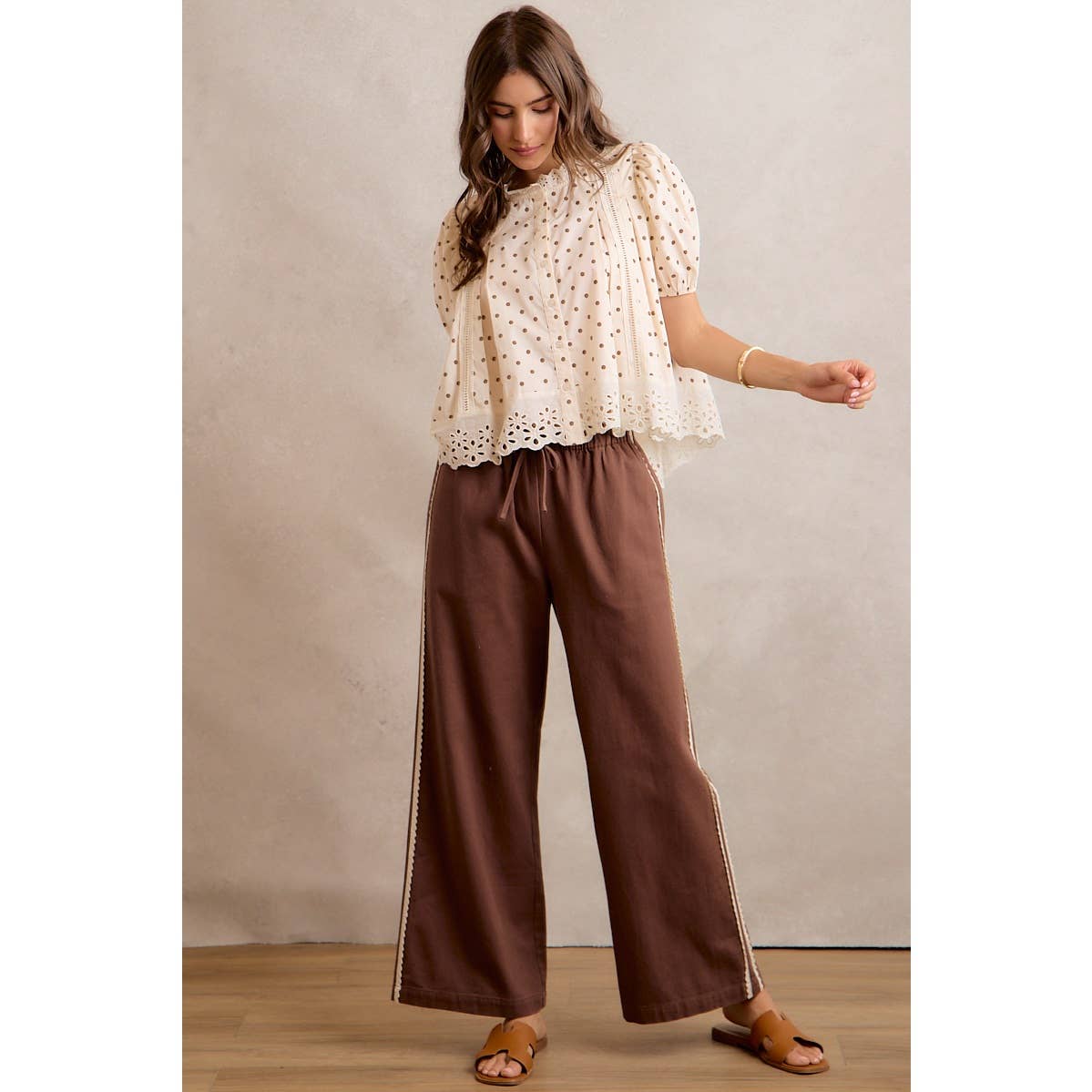Polka Dot Lace Trim Top