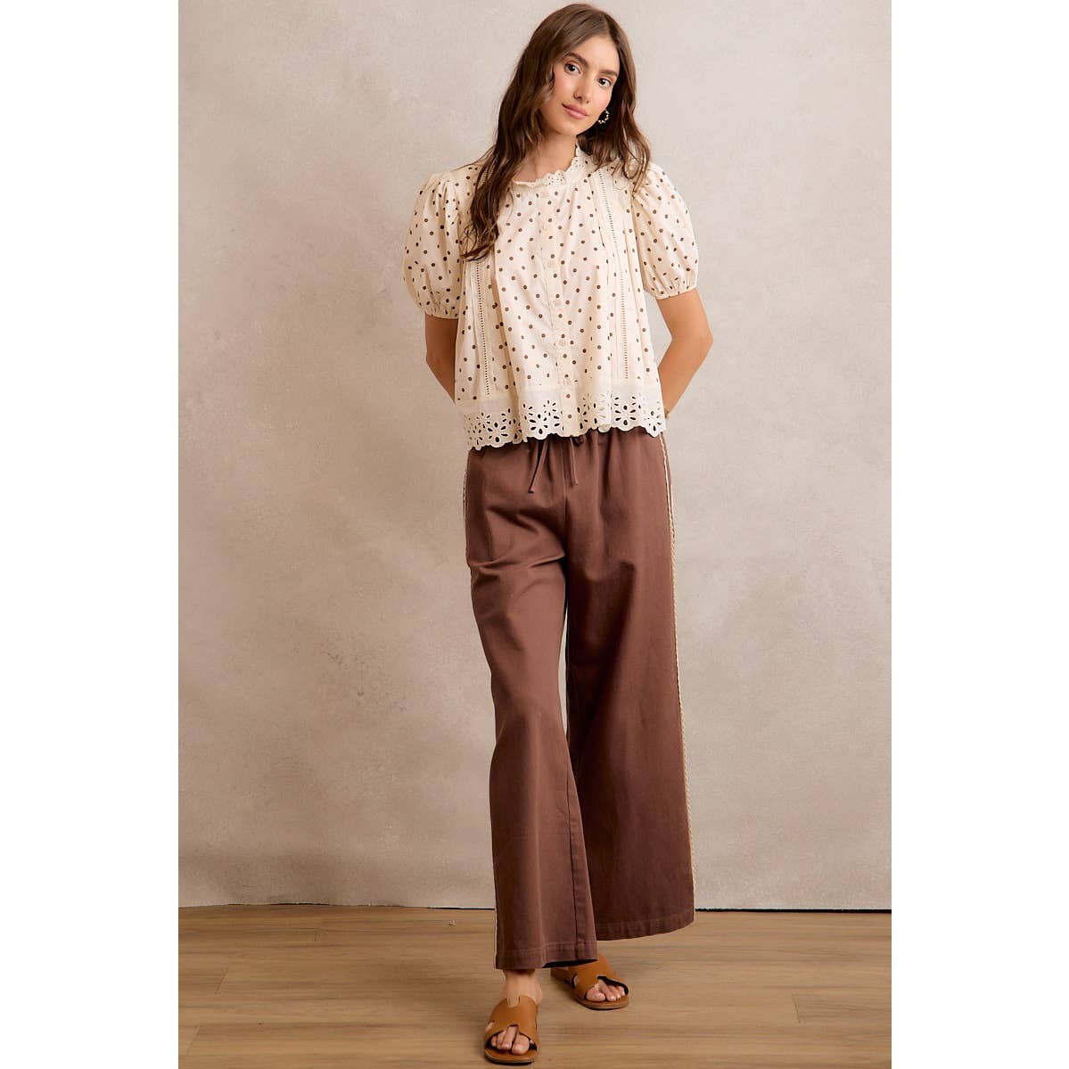 Polka Dot Lace Trim Top