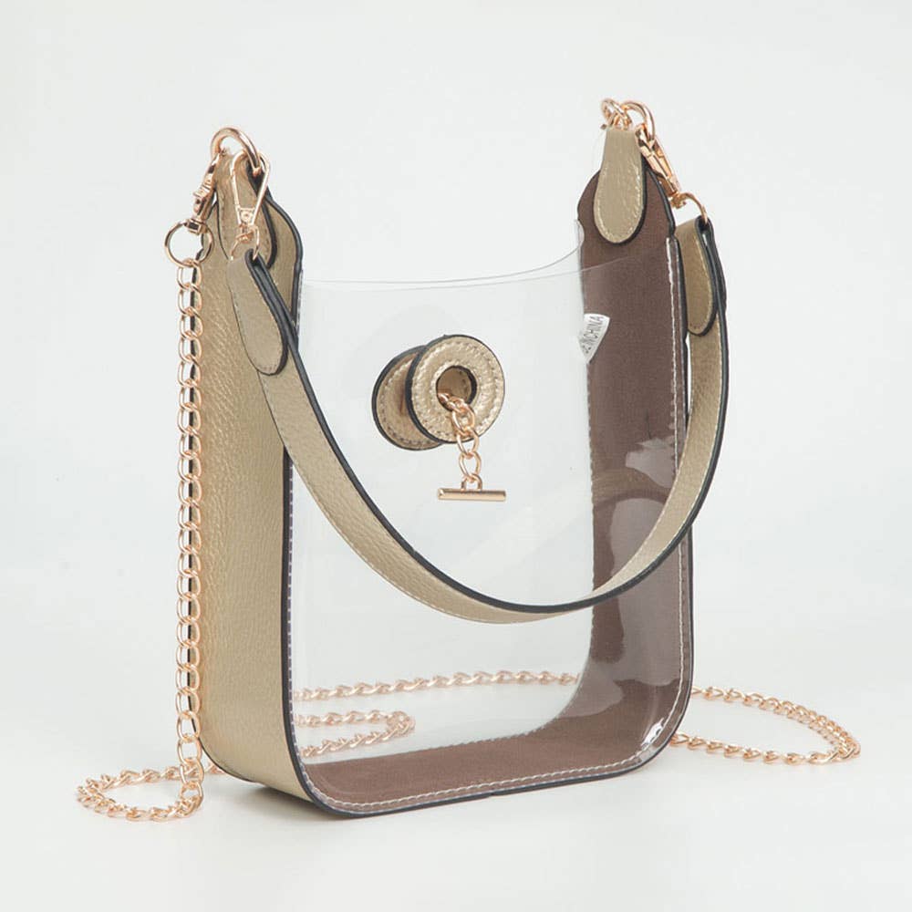 Clear Faux Leather Chain Mini Crossbody Bag