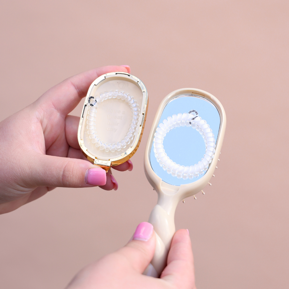 Teleties Mini Detangler Brush for Medium Hair - Tan
