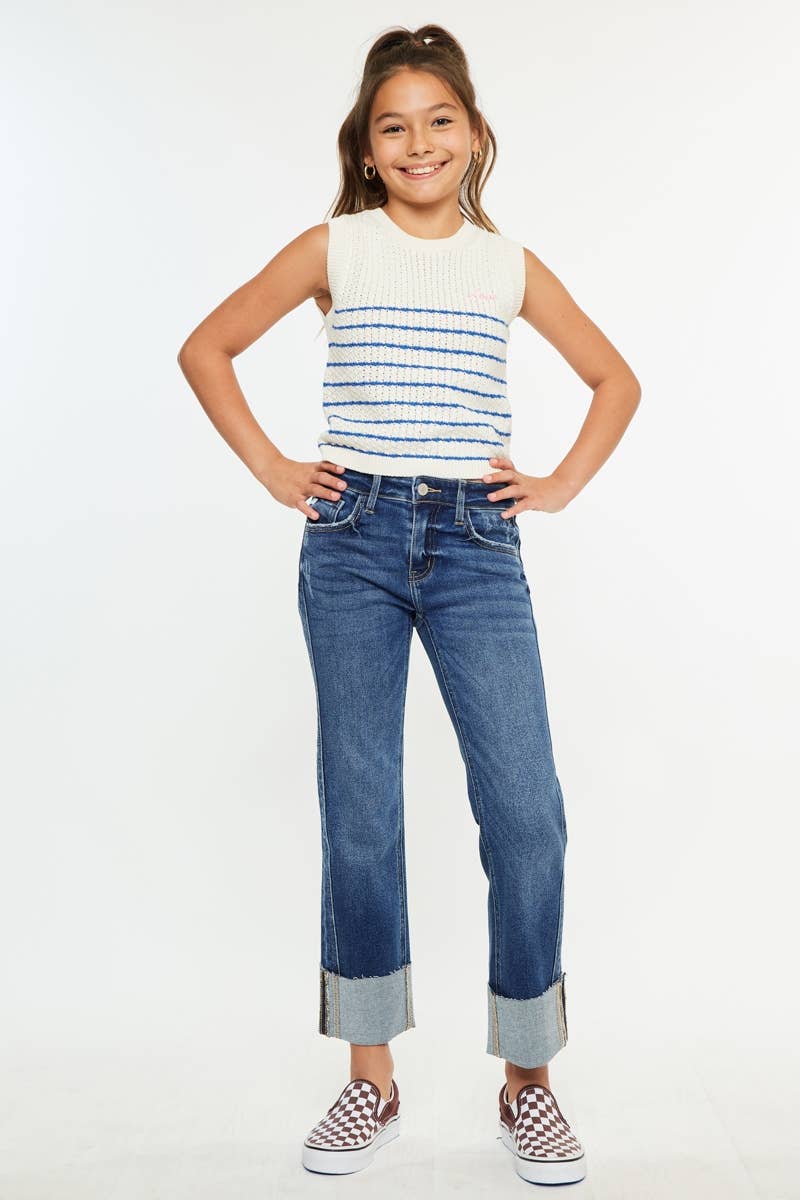 Kan Can Girls Mid Rise Straight Jeans