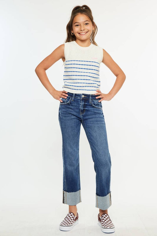 Kan Can Girls Mid Rise Straight Jeans