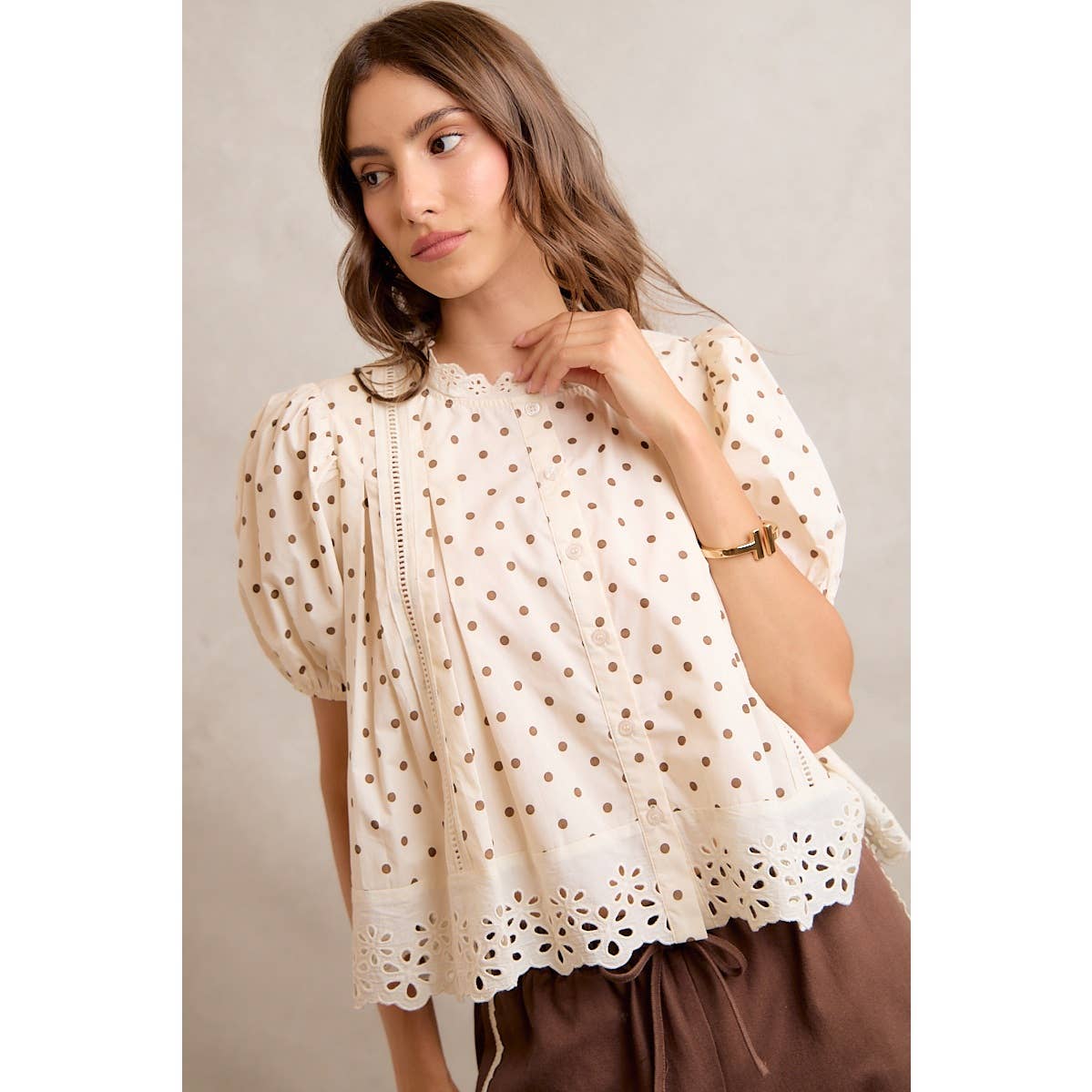 Polka Dot Lace Trim Top
